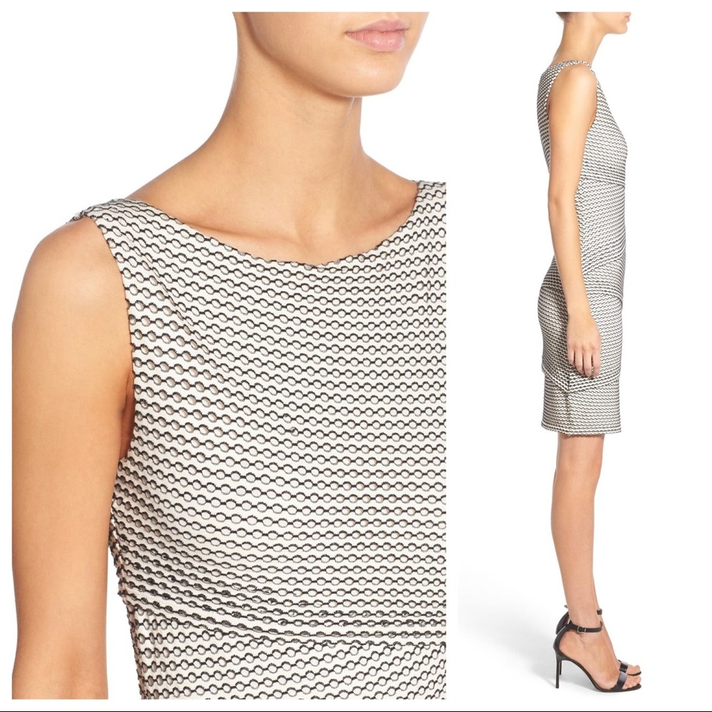 Bailey 44 Black and White Perforated Knit Gobi Desert Column Sheath Dress -S-
